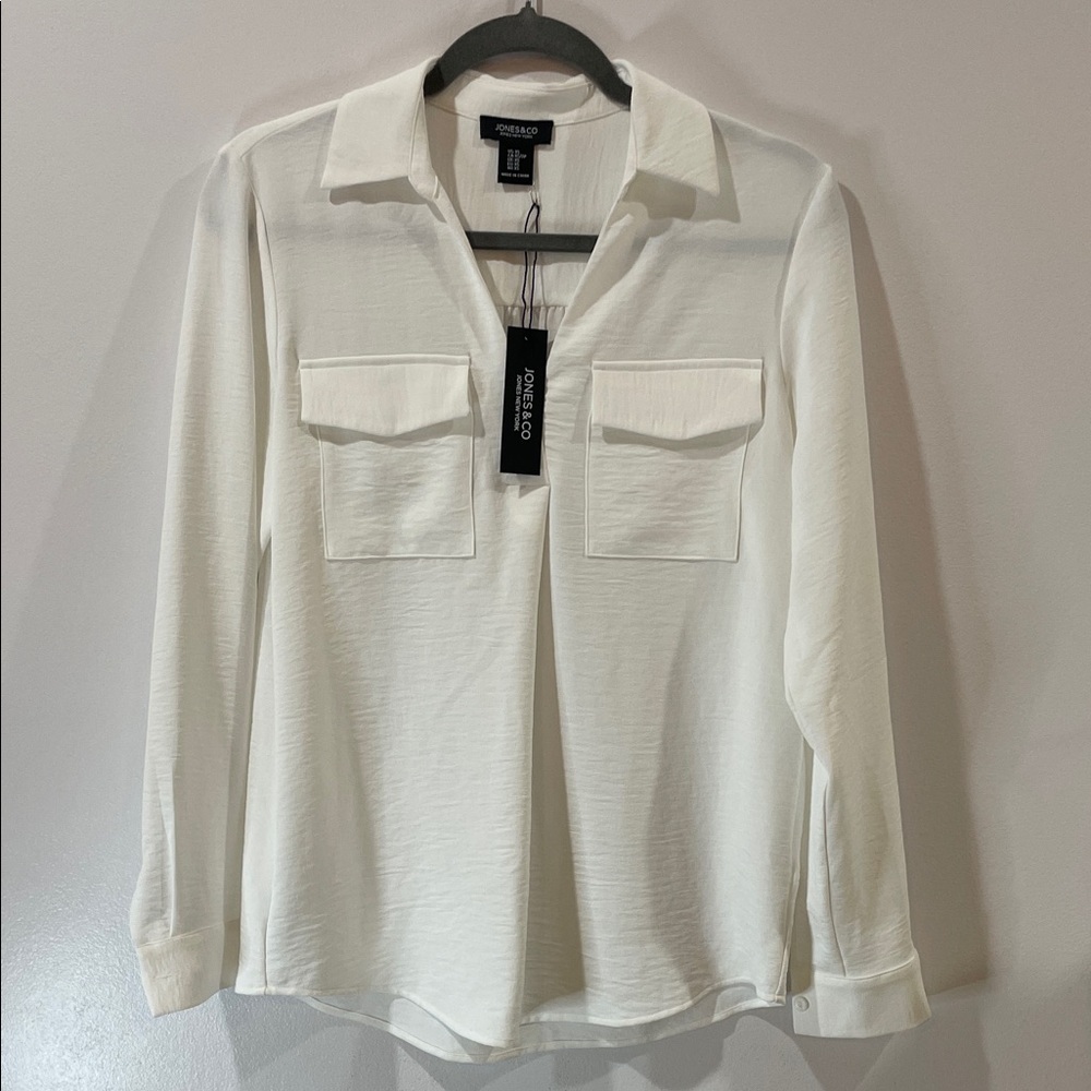 Jones & Co White Long-Sleeve Shirt XS NWT